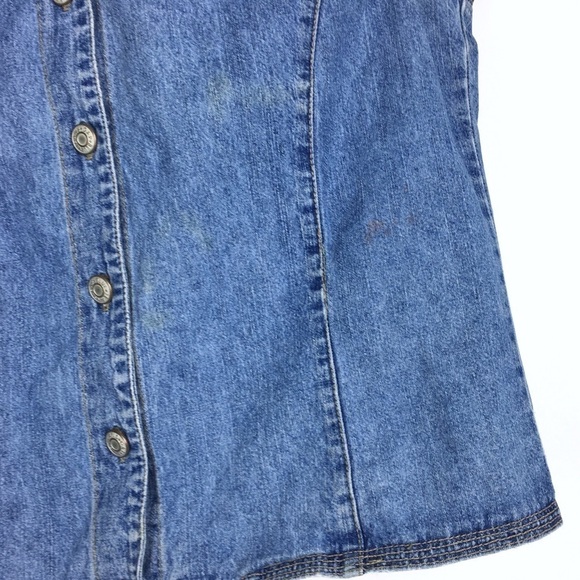 GAP Blue Jeans Top Vest Vintage Denim Sleeveless 90s Y2K Trucker Western Medium - Picture 6 of 8